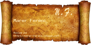 Marer Ferenc névjegykártya